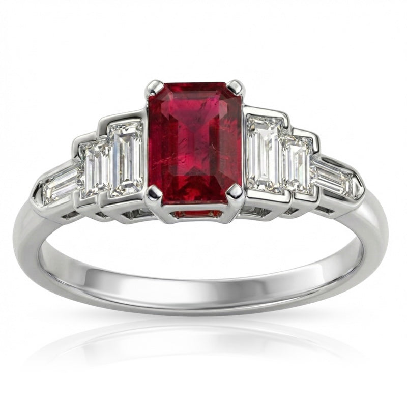 R-44637-RU-W  Diamond & Ruby Dress Ring
