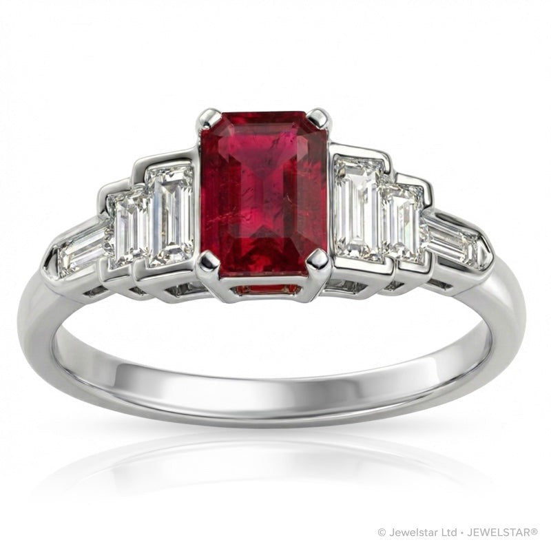 R-44637-RU-W  Diamond & Ruby Dress Ring