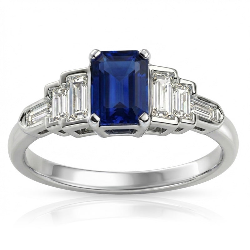 R-44637-SA-W  Diamond & Sapphire Dress Ring