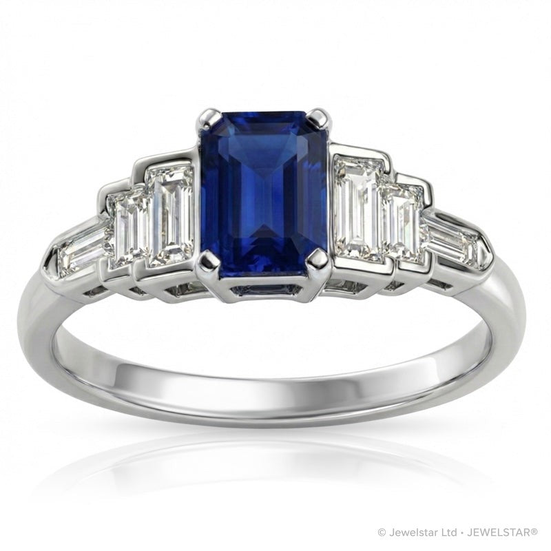 R-44637-SA-W  Diamond & Sapphire Dress Ring