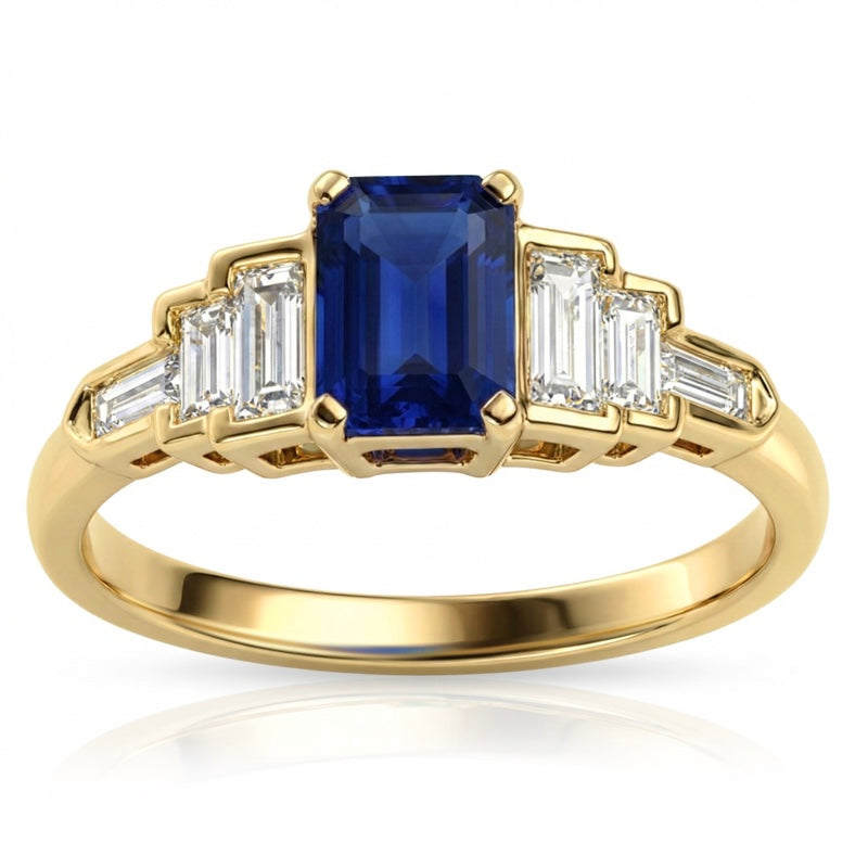 R-44637-SA-Y  Diamond & Sapphire Dress Ring
