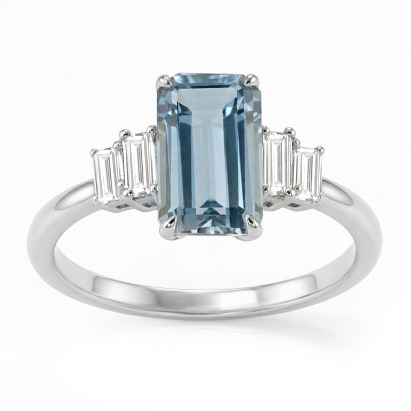 R-44638-BT-W  Diamond & Blue Topaz Dress Ring