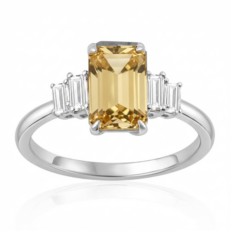 R-44638-CT-W  Diamond & Citrine Dress Ring
