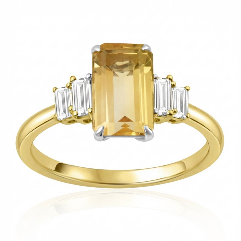 R-44638-CT-Y  Diamond & Citrine Dress Ring