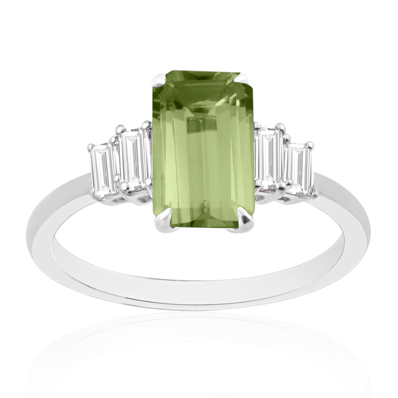 R-44638-PD-W  Diamond & Peridot Dress Rings