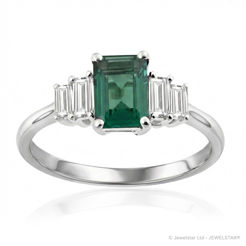 R-44641-EM-W  Diamond & Emerald Dress Ring