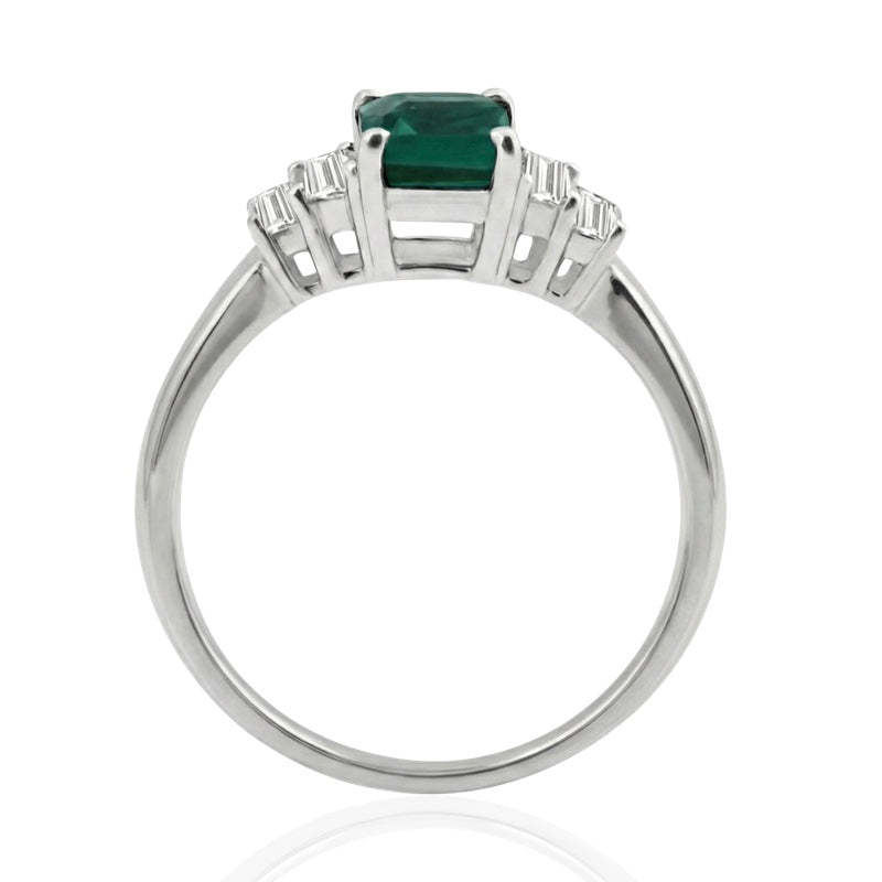 R-44641-EM-W  Diamond & Emerald Dress Ring