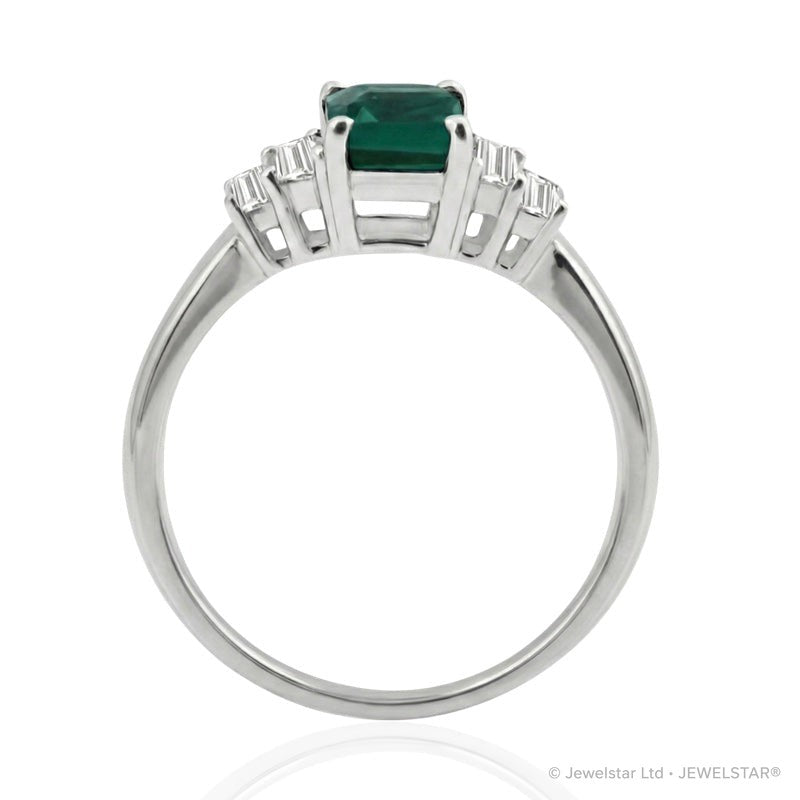 R-44641-EM-W  Diamond & Emerald Dress Ring