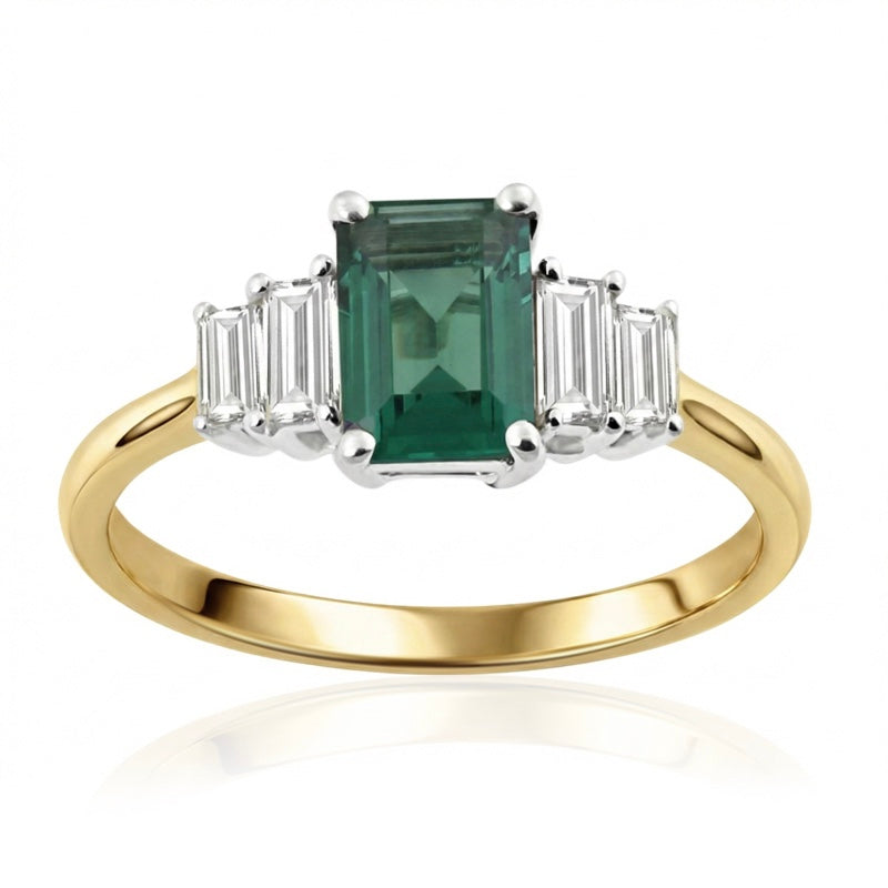 R-44641-EM-Y  Diamond & Emerald Dress Ring