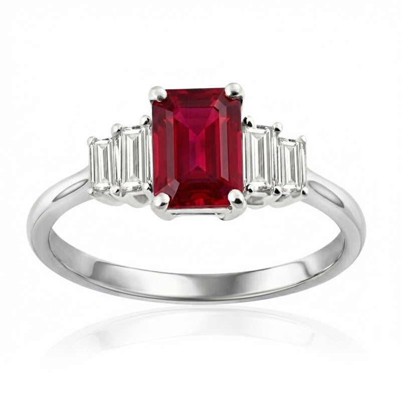 R-44641-RU-W  Diamond & Ruby Dress Ring