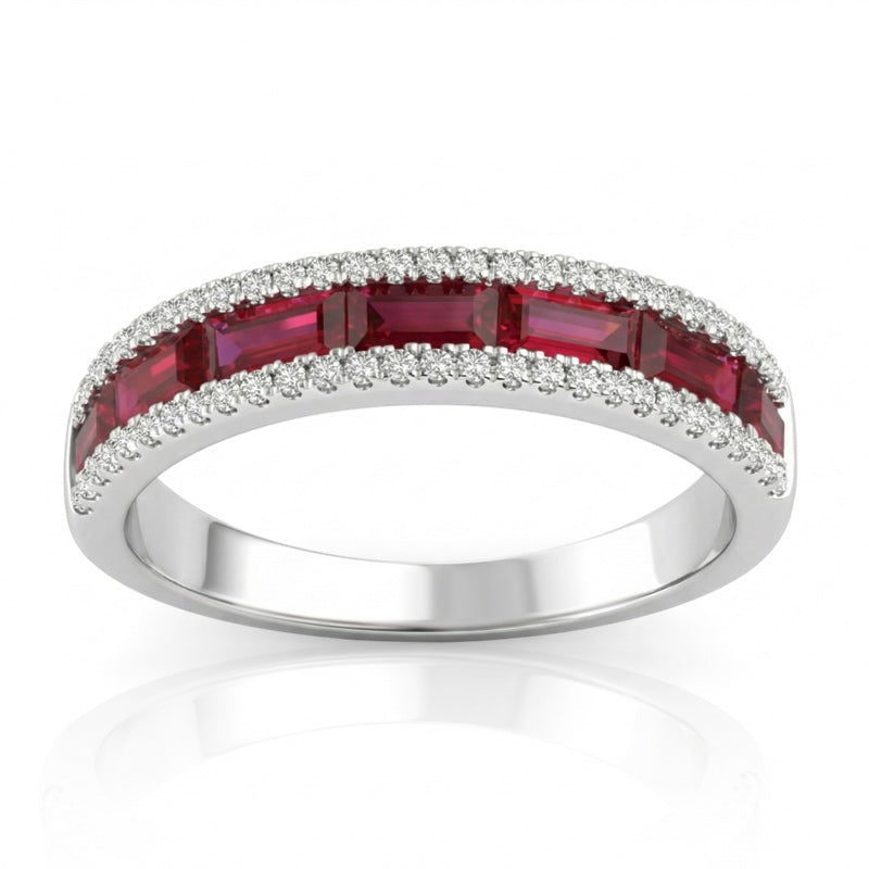 R-44642-RU-W   Diamond & Ruby Half Eternity Ring