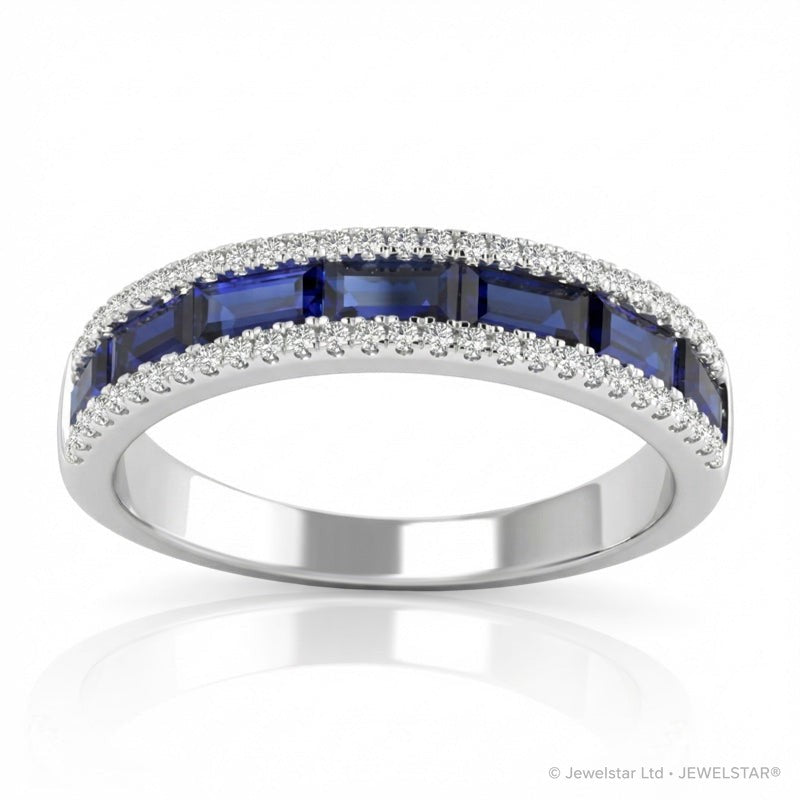 R-44642-SA-W   Diamond & Sapphire Half Eternity Ring