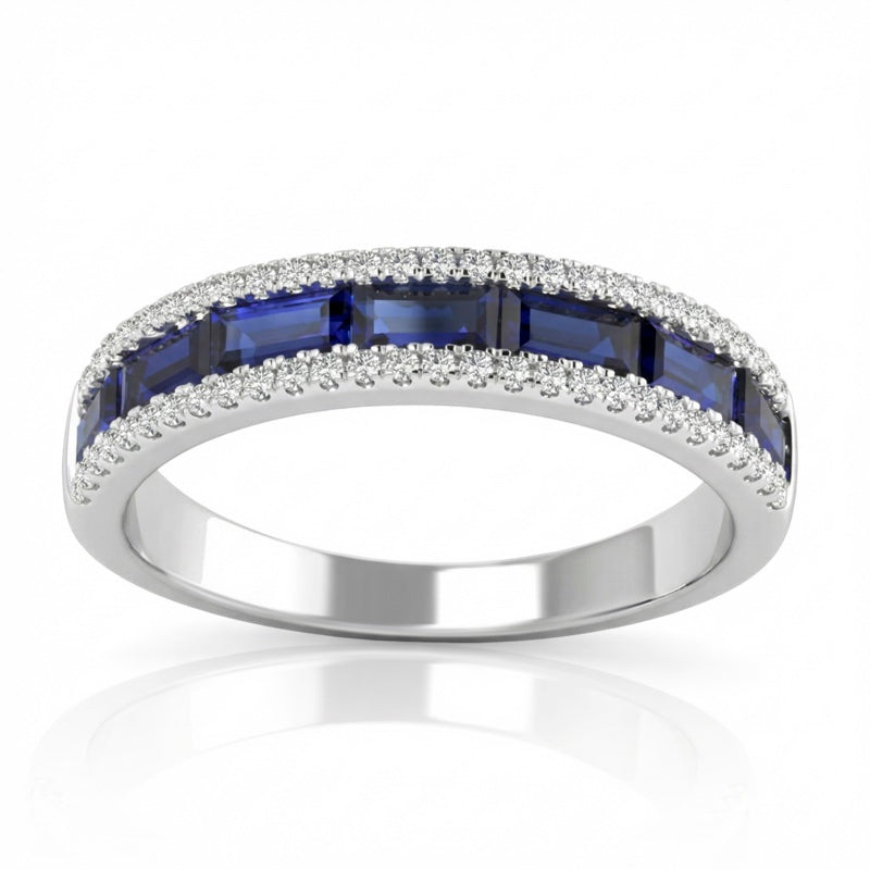 R-44642-SA-W   Diamond & Sapphire Half Eternity Ring