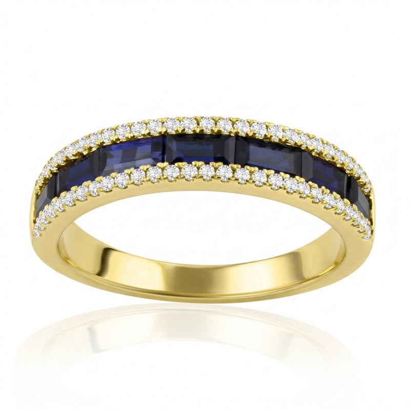 R-44642-SA-Y   Diamond & Sapphire Half Eternity Ring