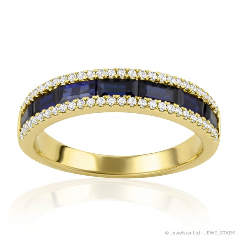 R-44642-SA-Y   Diamond & Sapphire Half Eternity Ring