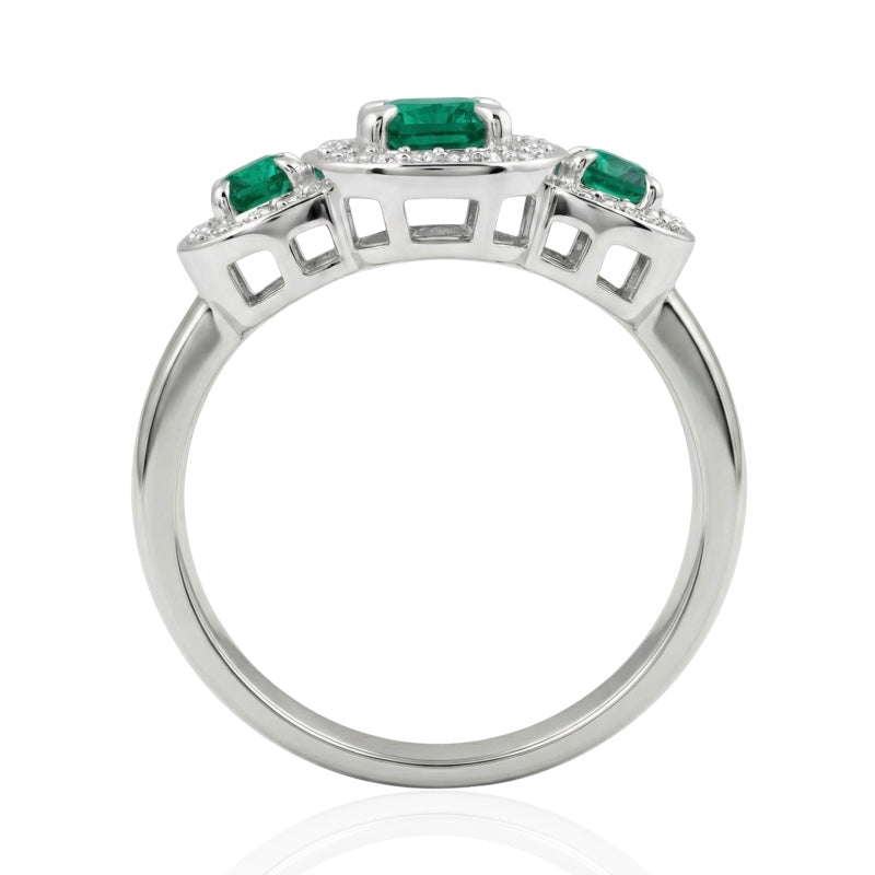 R-44643-EM-W  Diamond & Emerald Dress Ring