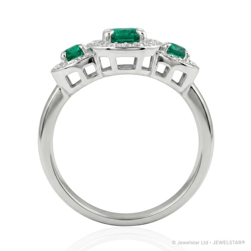 R-44643-EM-W  Diamond & Emerald Dress Ring