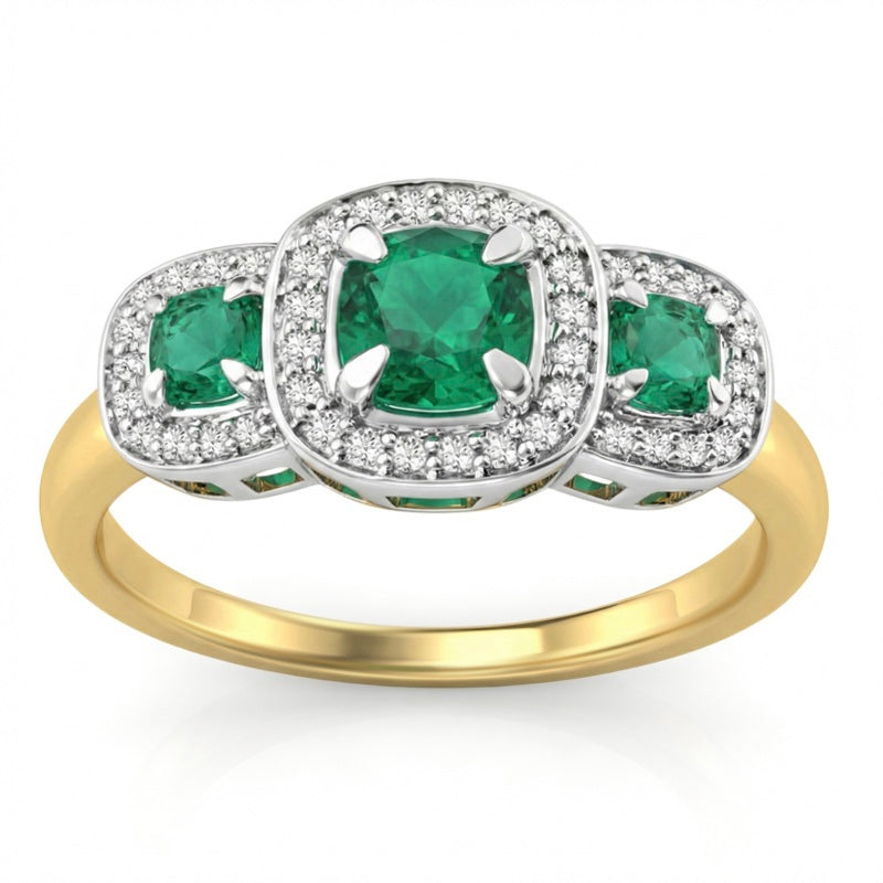 R-44643-EM-Y  Diamond & Emerald Dress Ring