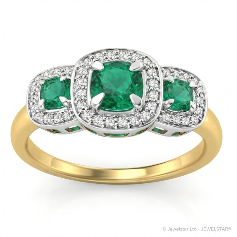 R-44643-EM-Y  Diamond & Emerald Dress Ring