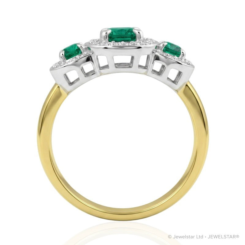 R-44643-EM-Y  Diamond & Emerald Dress Ring