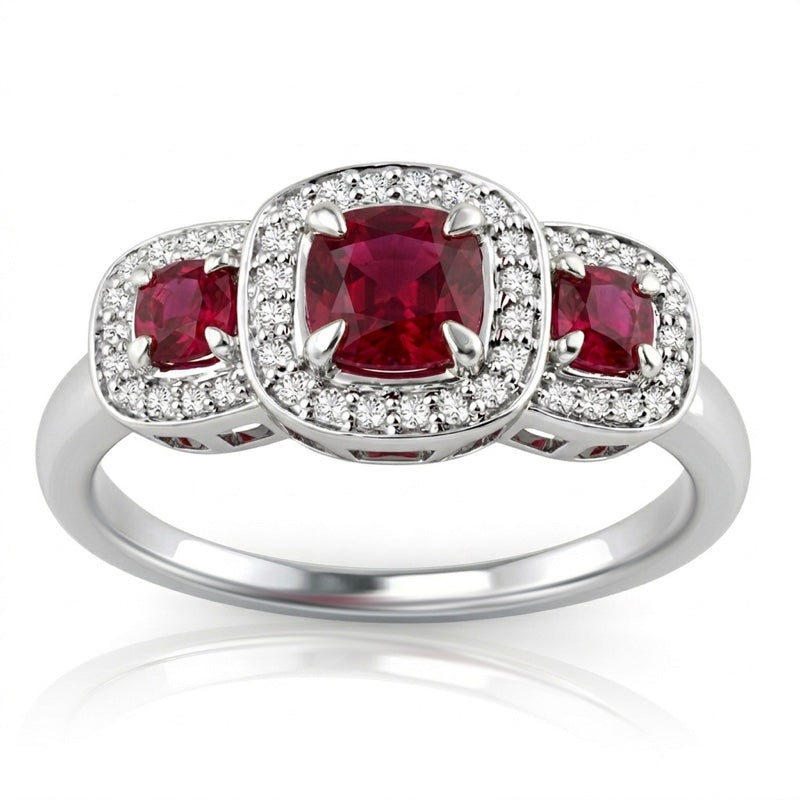 R-44643-RU-W  Diamond & Ruby Dress Ring