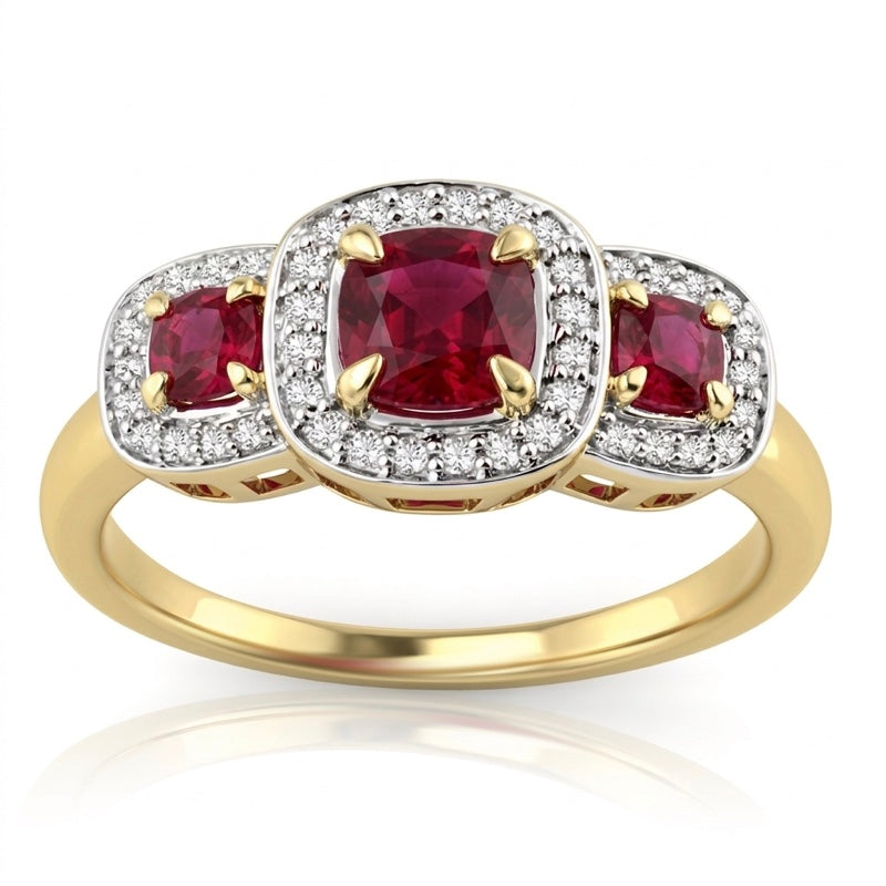 R-44643-RU-Y  Diamond & Ruby Dress Ring