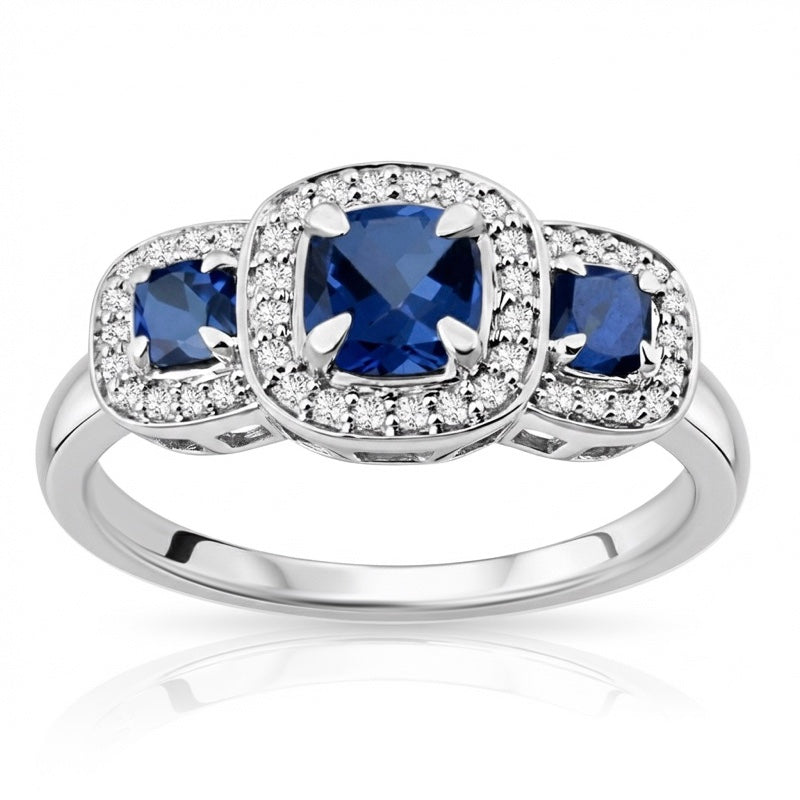 R-44643-SA-W  Diamond & Sapphire Dress Ring