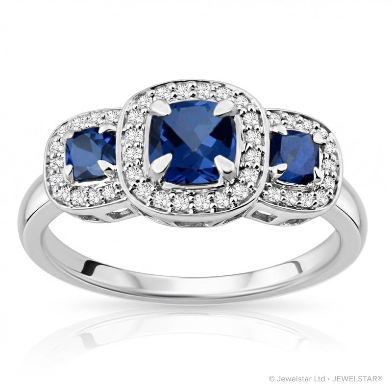 R-44643-SA-W  Diamond & Sapphire Dress Ring