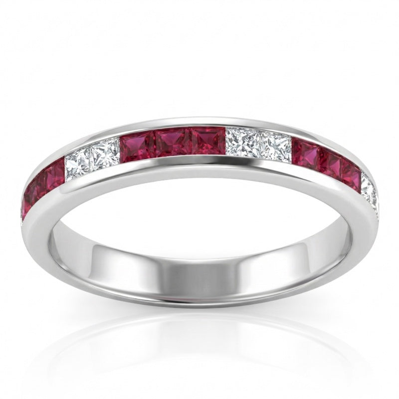 R-44644-RU-W   Diamond & Ruby Half Eternity Ring