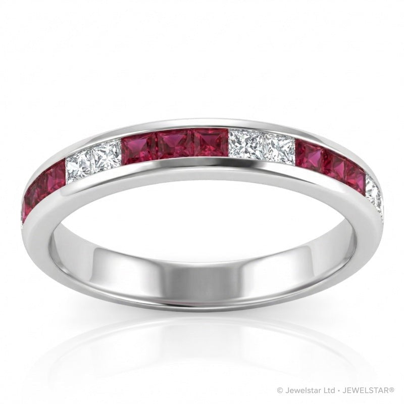 R-44644-RU-W   Diamond & Ruby Half Eternity Ring