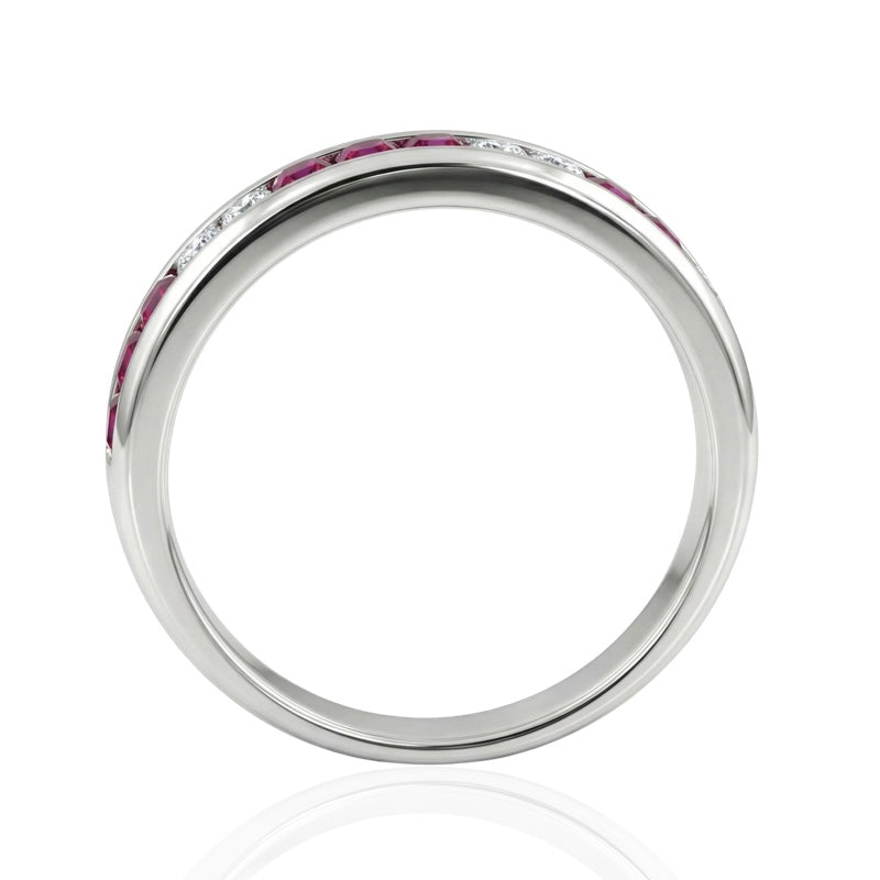 R-44644-RU-W   Diamond & Ruby Half Eternity Ring