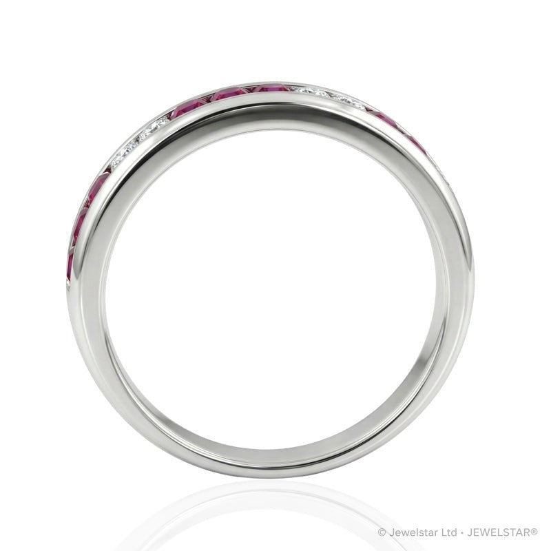 R-44644-RU-W   Diamond & Ruby Half Eternity Ring