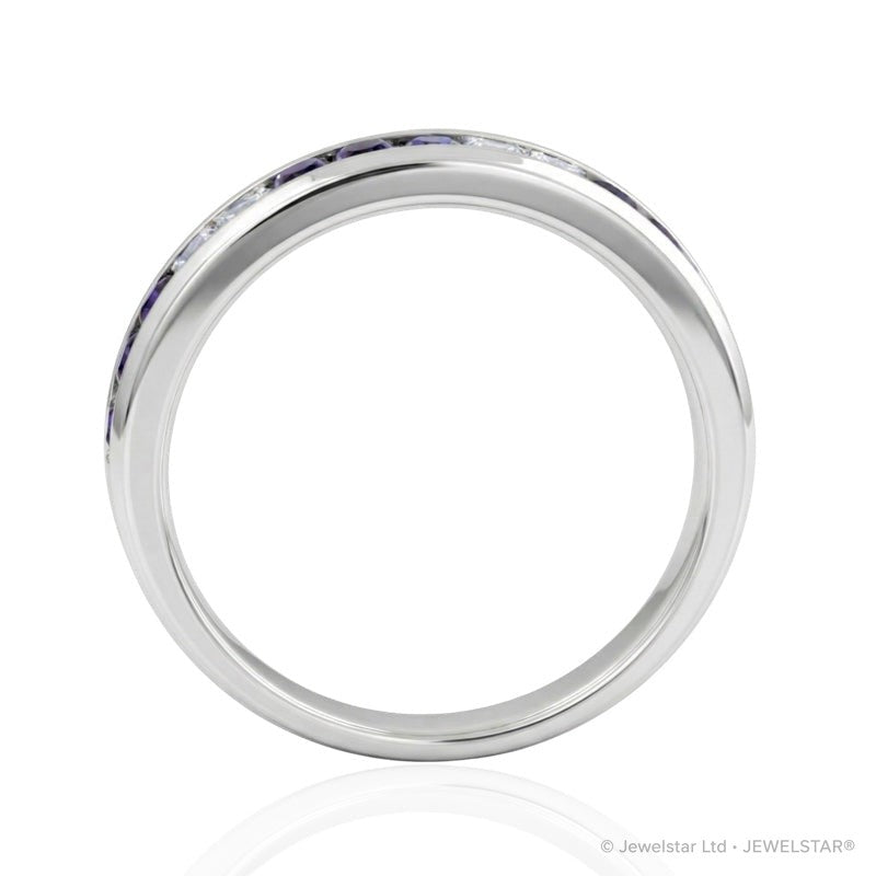 R-44644-SA-W   Diamond & Sapphire Half Eternity Ring