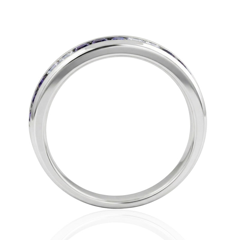 R-44644-SA-W   Diamond & Sapphire Half Eternity Ring