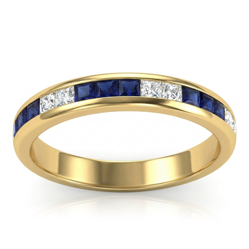 R-44644-SA-Y   Diamond & Sapphire Half Eternity Ring