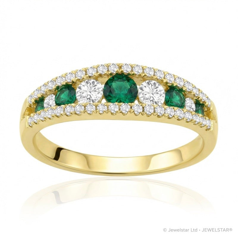 R-44645-EM-Y  Diamond & Emerald Dress Ring