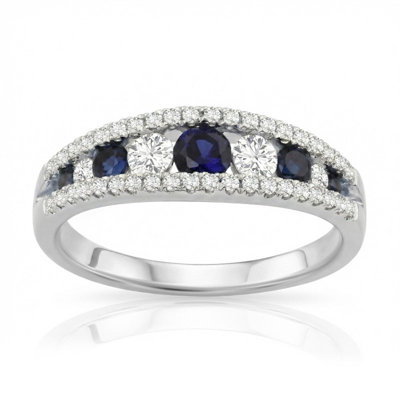 R-44645-SA-W  Diamond & Sapphire Dress Ring