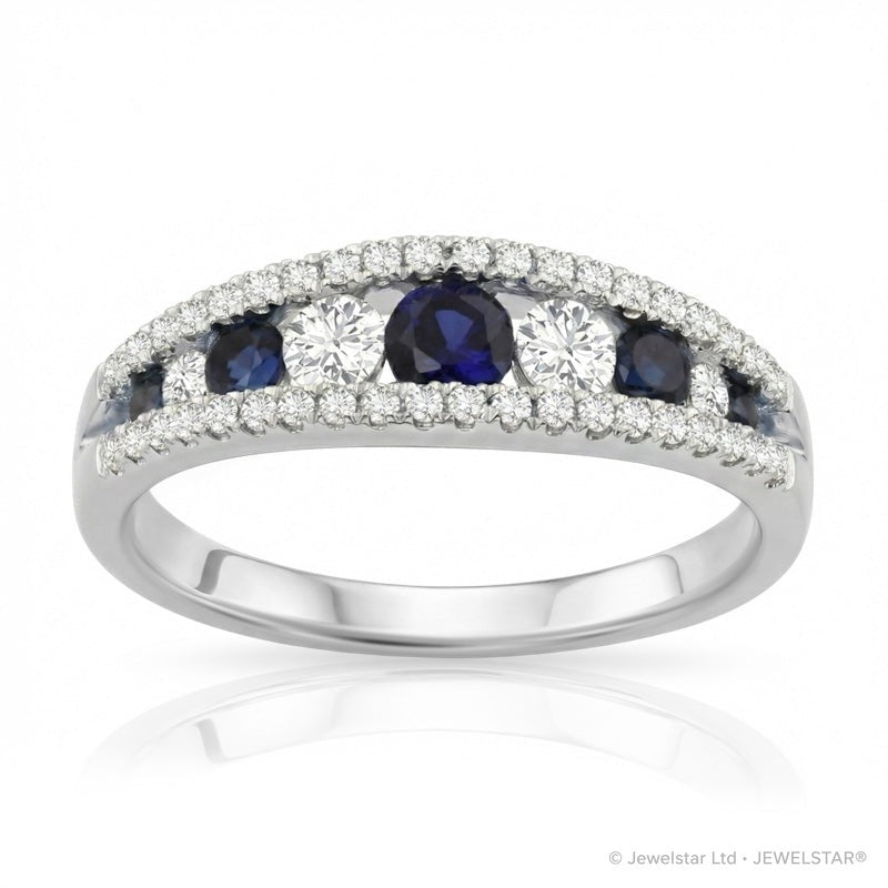 R-44645-SA-W  Diamond & Sapphire Dress Ring