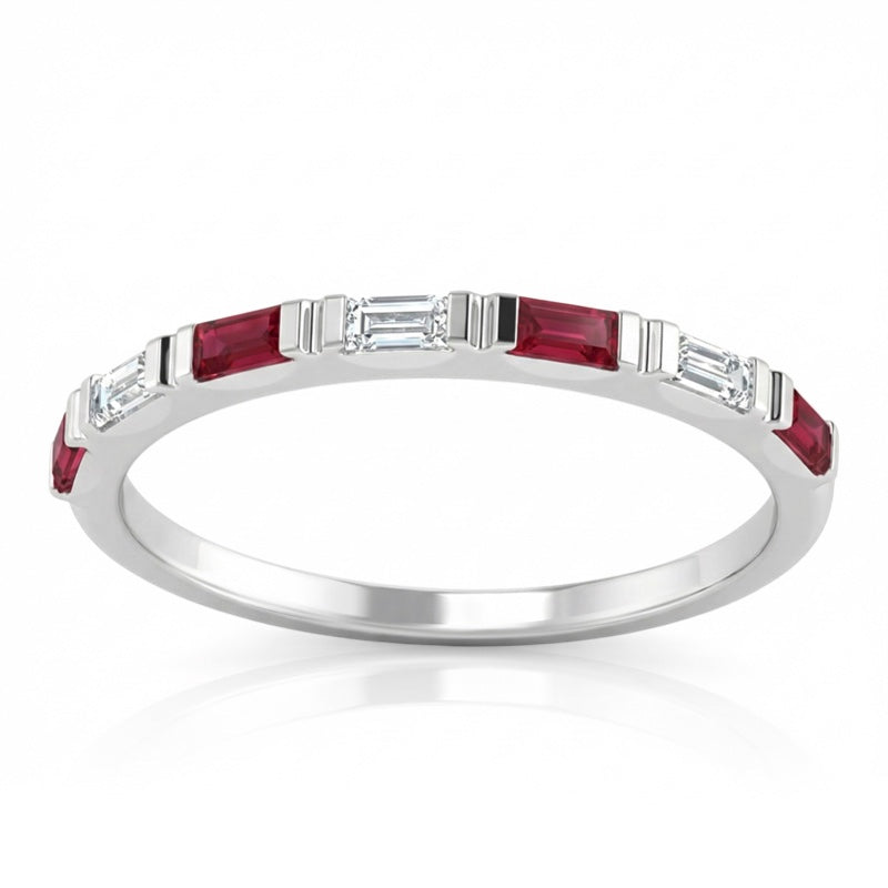 R-44646-RU-W   Diamond & Ruby Half Eternity Ring