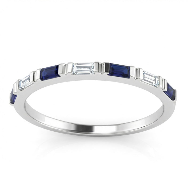 R-44646-SA-W   Diamond & Sapphire Half Eternity Ring