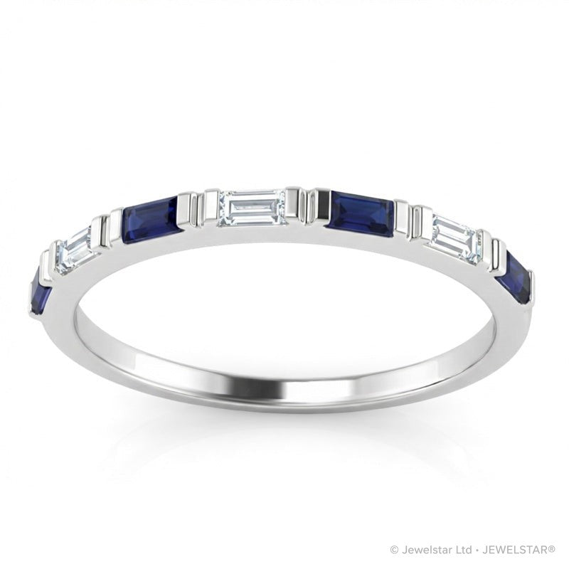 R-44646-SA-W   Diamond & Sapphire Half Eternity Ring