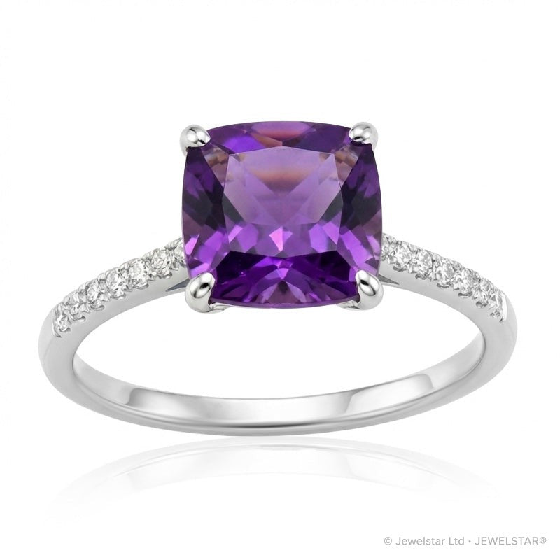 R-44647-AM-W  Diamond & Amethyst Dress Ring