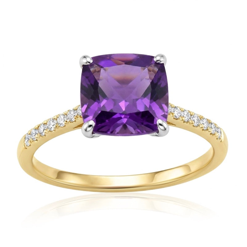 R-44647-AM-Y  Diamond & Amethyst Dress Ring