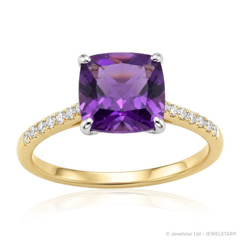 R-44647-AM-Y  Diamond & Amethyst Dress Ring