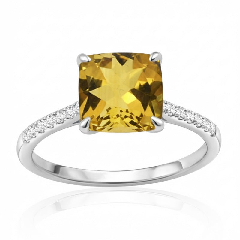 R-44647-CT-W  Diamond & Citrine Dress Ring
