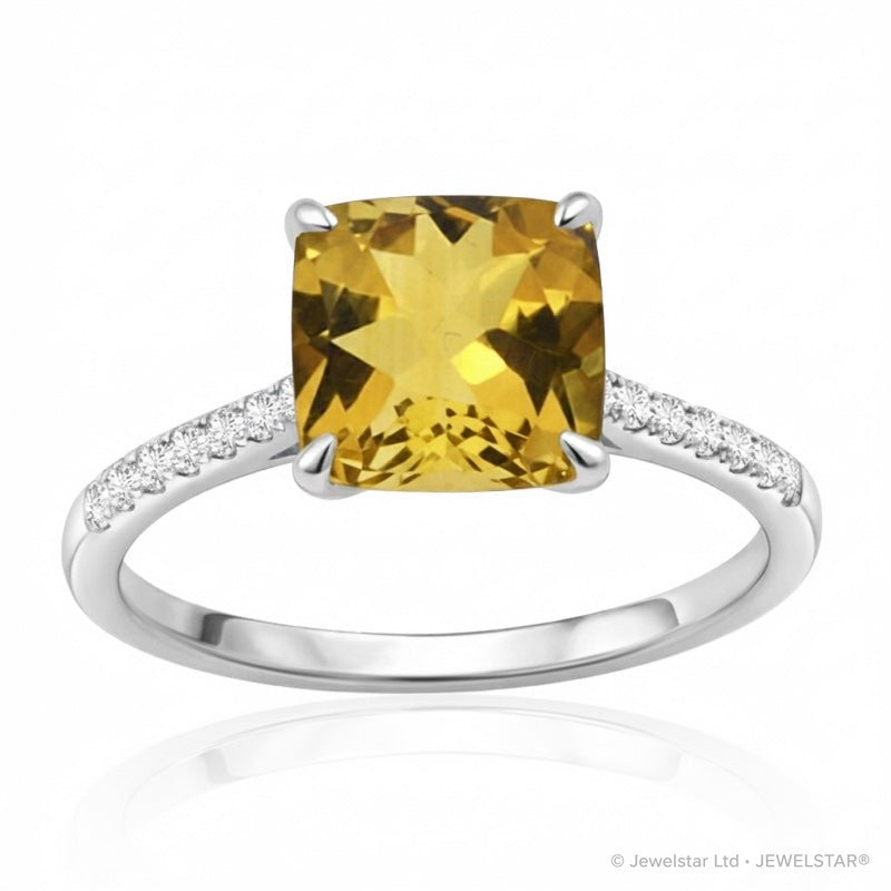 R-44647-CT-W  Diamond & Citrine Dress Ring