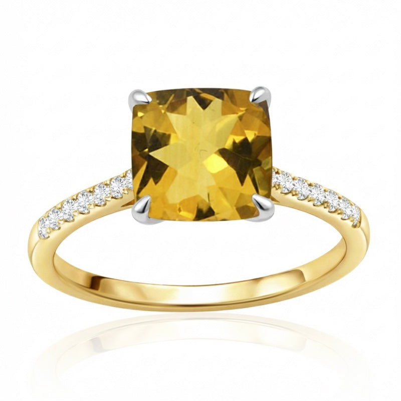 R-44647-CT-Y  Diamond & Citrine Dress Ring
