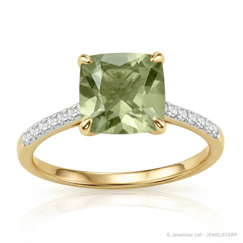R-44647-PD-Y  Diamond & Peridot Dress Ring