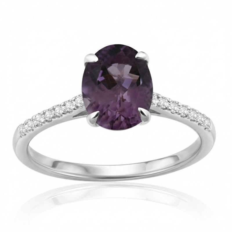 R-44648-AM-W  Diamond & Amethyst Dress Ring