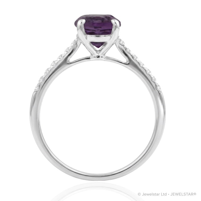 R-44648-AM-W  Diamond & Amethyst Dress Ring